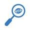 Eye searching icon / blue vector graphics
