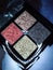 Eye shadow palette sparkle metallic shimmer glitter cosmetic make-up macro photo