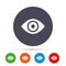 Eye sign icon. Publish content button.