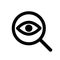 Eye sign with magnifying glass icon â€“ vector