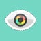 Eye Sticker in trendy line cut isolated on blue background