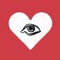 Eye symbol inside the heart. Romance symbol concept