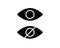Eye symbols as show, hide, visible, invisible, public, private icons. Isolated black eye icon on white.Vision icon with