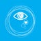 Eye Tears Icon on a blue background with abstract circles around and place for your text.