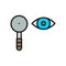 Eye test, scapula flat color line icon.