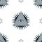 Eye in the triangle, pyramid vector icon. Seamless pattern. The sign of the third all-seeing eye. Esoteric symbol of intuition.