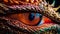 eye of unreal mythical dragon looking , fantastic very close up macro mystical monster design abstract