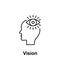 Eye, view, brain icon. Element of creative thinkin icon witn name. Thin line icon for website design and development, app