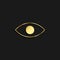 Eye, view gold icon. Vector illustration of golden particle background