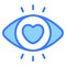 eye, view, heart Icon, simple design blue line