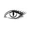 Eye on white background. Makeup on Halloween. Woman eye. The eye logo