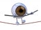 Eyeball acrobat who walks on a wire