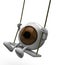 Eyeball with arms and legs on a swing