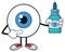 Eyeball Cartoon Mascot Character Holding A Eye Drops Plastic Bottle