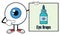 Eyeball Cartoon Mascot Character Showing A Banner With Eye Drops