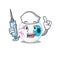 Eyeball humble nurse mascot design with a syringe