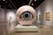 an eyeball-shaped sculpture in a modern art gallery