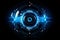 eyeball technology futuristic eye scan hi-tech line digital element blue neon, Generated AI