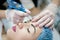 Eyebrow microblading lady face beauty procedure