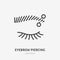 Eyebrow piercing line icon, vector pictogram of face jewelry. Piercing studio logo, linear illustration