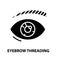 eyebrow threading icon, black vector sign with editable strokes, concept illustration
