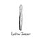 Eyebrow tweezer, hand drawn doodle sketch with inscription, isolated illustration