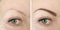 Eyebrows before and after correction closeup, beautician