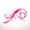 Eyecatching pink ribbon on pure white