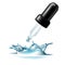 Eyedropper with water splash isolated