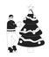 Eyeglasses asian man decorating Christmas tree black and white 2D cartoon character