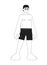 Eyeglasses asian man in swimwear standing monochromatic flat vector character