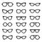 Eyeglasses black silhouettes vector icons set. Minimalistic design.