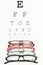 Eyeglasses on an eye chart