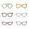 Eyeglasses flat multicolored vector set. Modern minimalistic design. Part three.