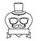 Eyeglasses and mustache with tophat in heart