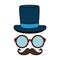 Eyeglasses and mustache with tophat hipster style