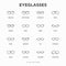 Eyeglasses thin line icons set: sunglasses, sport glasses, rectangular, aviator, wayfarer, round, square, cat eye, oval,