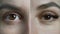 Eyelash Extension. Comparison of female eyes before and after. split screen video. 4k.