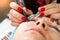 Eyelash extensions in a beauty salon