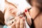 Eyelash extensions in a beauty salon