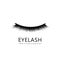 Eyelash logo template. Eyelash extension concept. Lush black lashes on white background for makeup and cosmetic industry