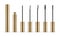 Eyelashes brushes applicator in golden tube container set realistic vector illustration