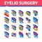 Eyelid Surgery Healthy Isometric Icons Set Vector