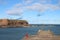 Eyemouth harbor entrance with view to North Sea