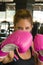 Eyes Above Pink Boxing Gloves 1