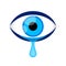 Eyes blue and tears cry graphic isolated on white, eyes look simple shape, eyeball and teardrop sign for vision sight and optical