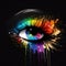 Eyes with Bright Makeup, Beautiful Rainbow Woman Eye, Generative AI Illustration