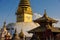 Eyes of Buddha. Wisdom eyes of Buddha in Swayambhunath Stupa after the earthquake ,Kathmandu, Nepal.