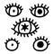 Eyes hand drawn illustration in cartoon style. Minimalism black white