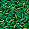 Eyes among the leaves seamless jungle pattern.